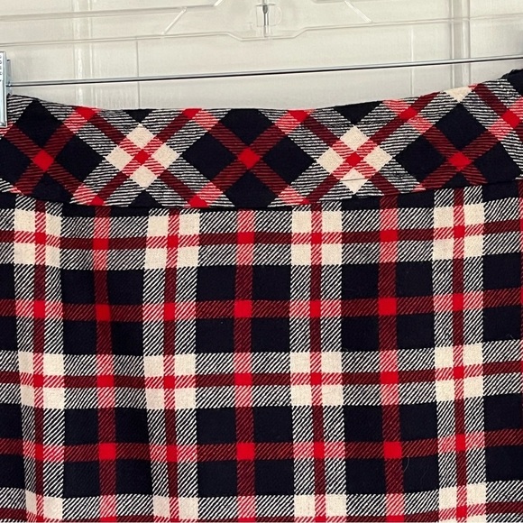 TALBOTS Red Navy White Plaid Wool Blend Skirt Size 18W Petite Holiday Festive - Picture 2 of 12